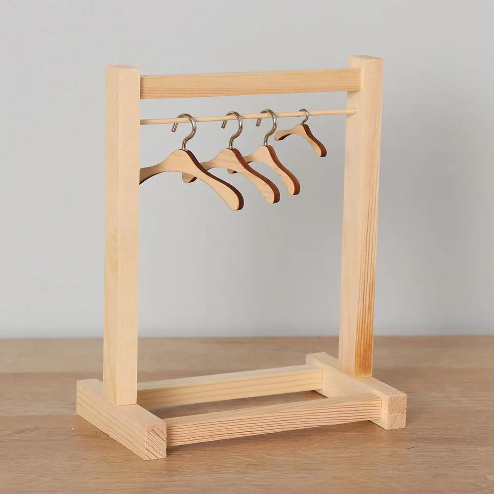 NEW Handbag for Dolls Scarf Holder Hangers Garment Organizer Wooden Clothes Rack