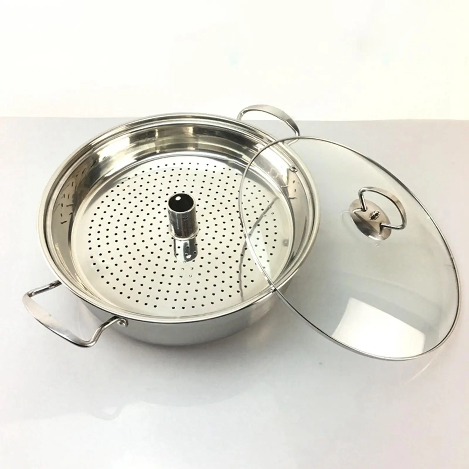

Паровой горшок из нержавеющей стали со стеклянной крышкой, универсальный горшок для приготовления на пару, соусник для приготовления овощей, клецок, соус, еда