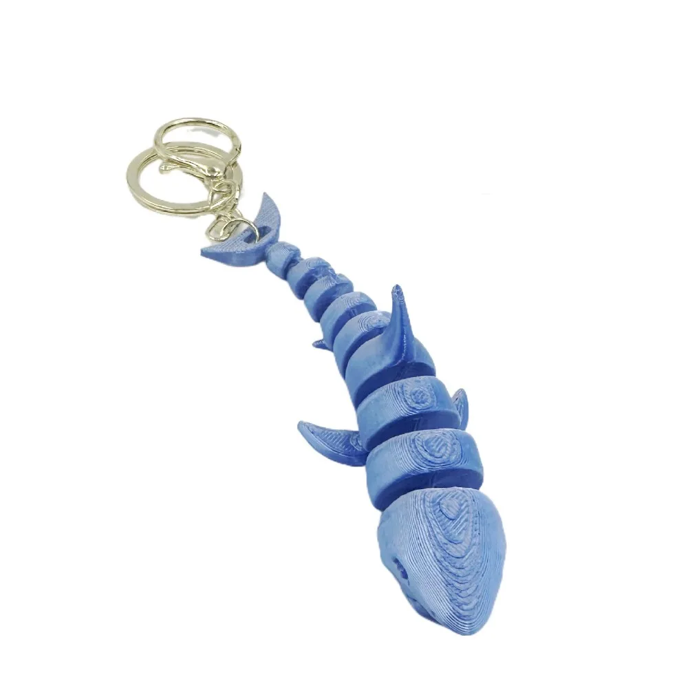 LLavero de ballena impreso en 3D PLA, figura de animales impresa en 3D multiarticulación móvil, adornos, llavero de tiburón realista