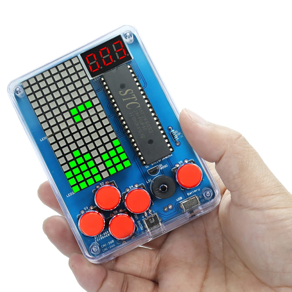 DIY Kit Electronic Pixel Game Console LED Dot Matrix Digital Tube Display STC15F2K60S2 DIY Soldering Kit MCU Double-Sided PCB
