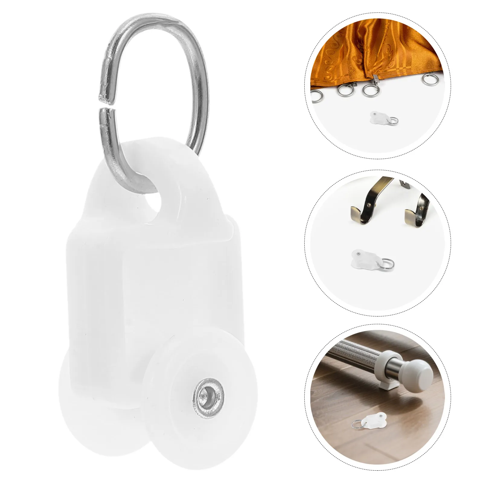 100Pcs Curtain Track Rollers Dual Wheel Silent Glider Hooks Smooth Operation Ceiling Rail System for Window Drapes Room Divider