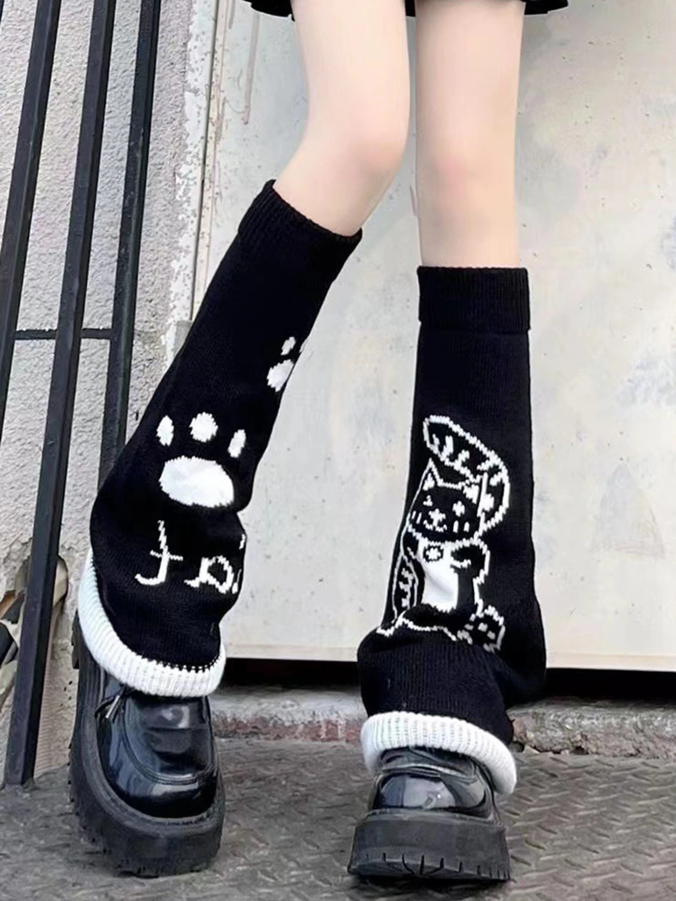 고양이 와이드 레그 양말 1켤레, 로리타 겨울 따뜻한 양말, JKCospaly 긴 다리 따뜻한 양말
