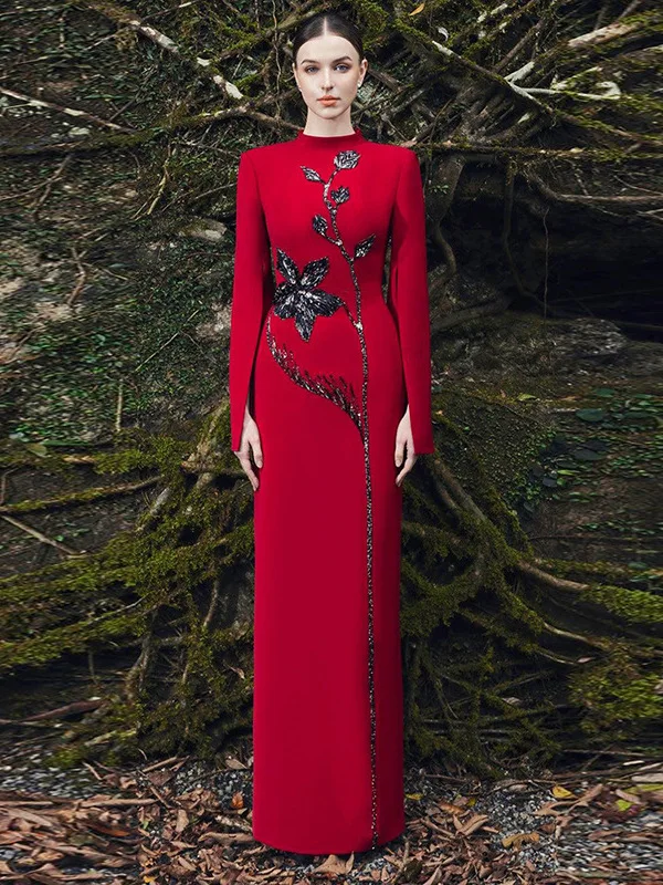 

Новинка 2025, длинное облегающее платье Heavy Embellied с разрезом Све, встроенное бриллиантовое элегантное женское вечернее платье макси Dr