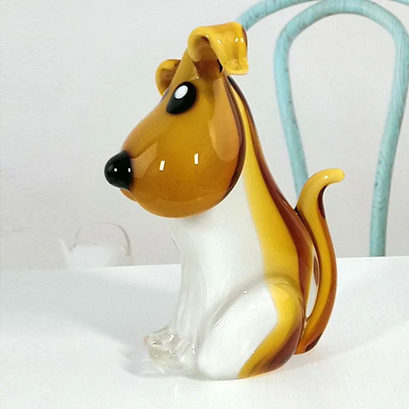 Dog Decoration Glass Glaze Artifact Origin Zibo Gift Zhaocai Cartoon Animal Home Accessories Living Room Desktop Decoration