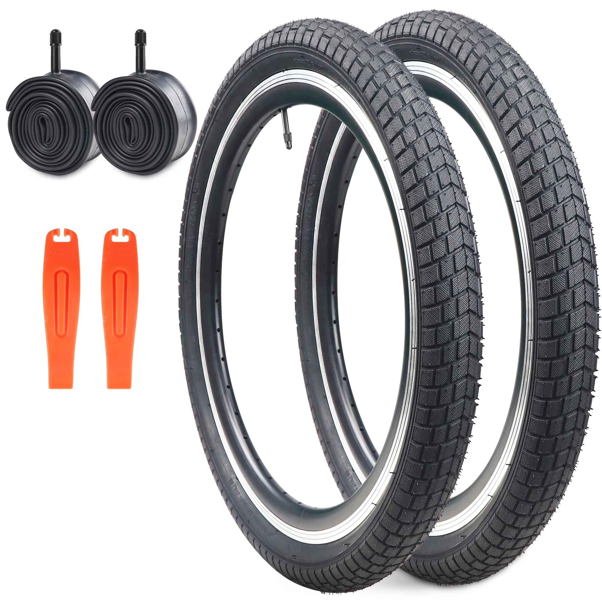 ZUKKA 20 x 2.125 Bike tire 20 Bicycle Tyre Kids Bike Tires With 2 Tubes Folding Replacement Tires Fits Most Kids Bikes Black