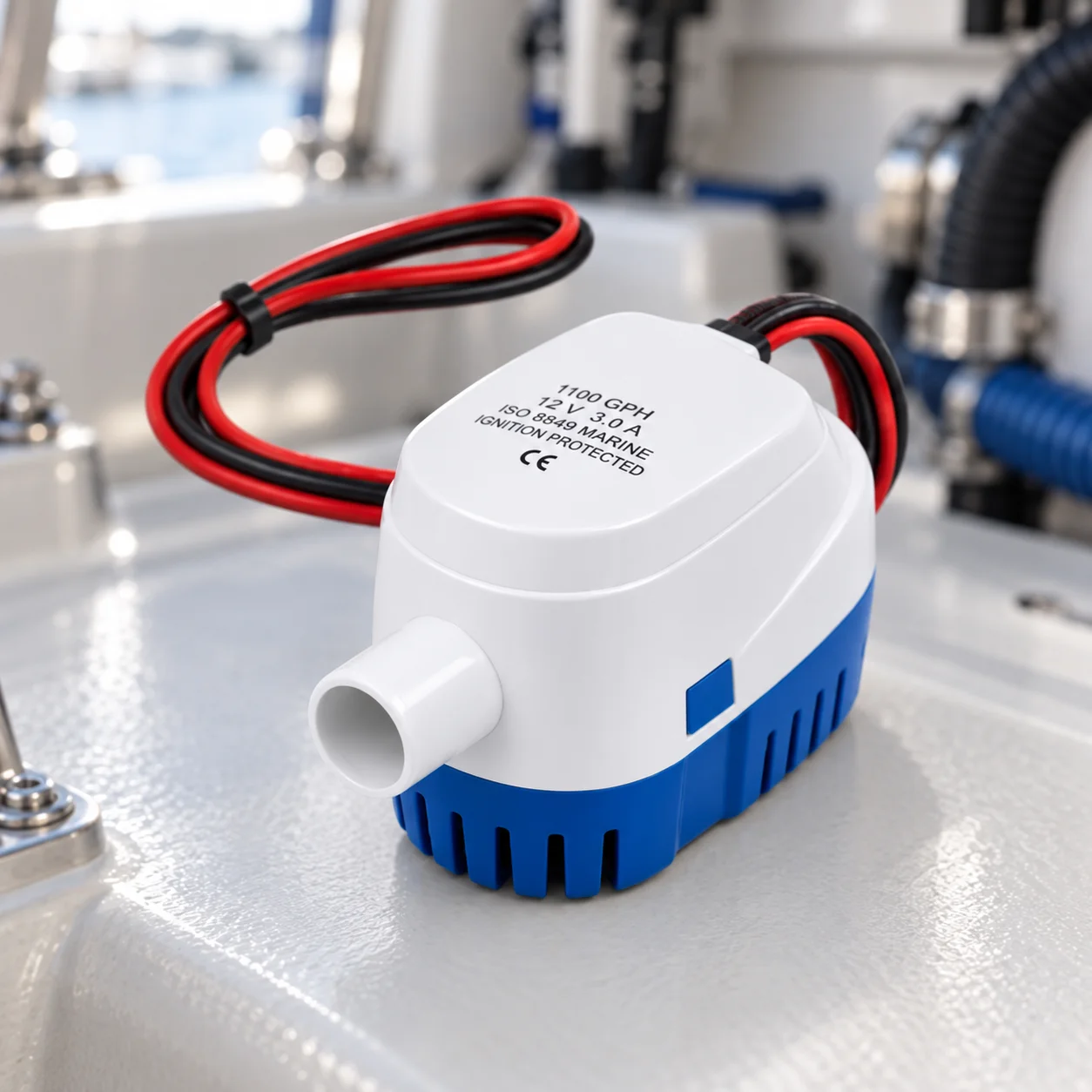 Automatic Bilge Pump 12V 1100GPH High Flow Submersible Marine Water Removal System for Yacht Motorboat Houseboat and Seaplane
