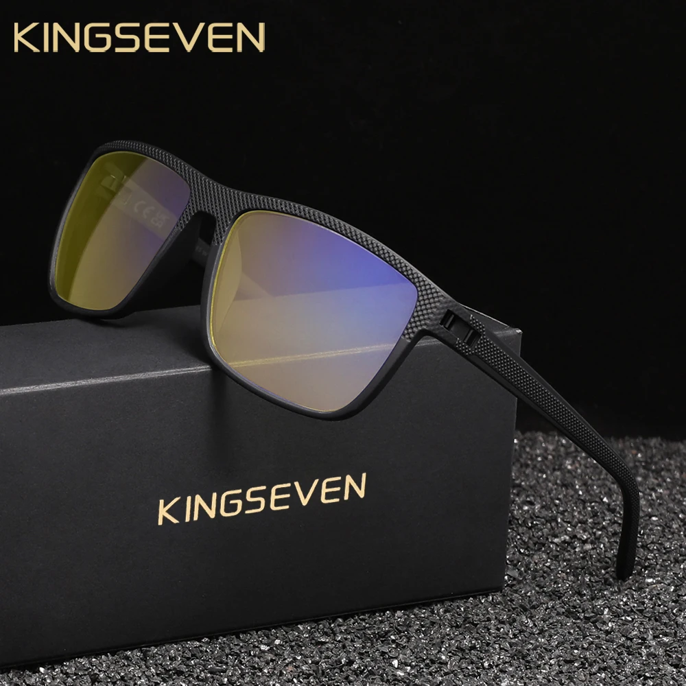 

KINGSEVEN прямоугольные очки с защитой от синего света, прозрачные линзы для мужчин и женщин, компьютерные сверхлегкие удобные очки с блокировкой синих лучей