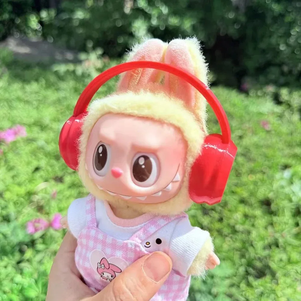 For 17cm Labubu  Accessories Colorful Headphones Set Kawaii Plush Doll Decoration Kid Gift Fashion Doll Outfit Headset Supplies