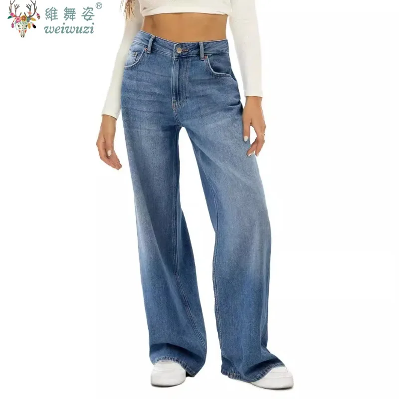 

Women's Jeans Denim Pants High Waist Wide Leg Pants with Pockets Fashion Casual Long Trousers 2025 Autumn New Blue Streetwear
