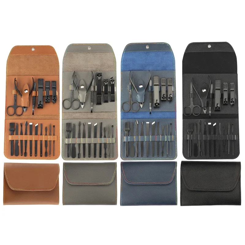 16 pezzi set di borse pieghevoli per coltelli per manicure set di forbici per pedicure professionali per taglierina per unghie in acciaio inossidabile kit di strumenti per manicure per tagliaunghie