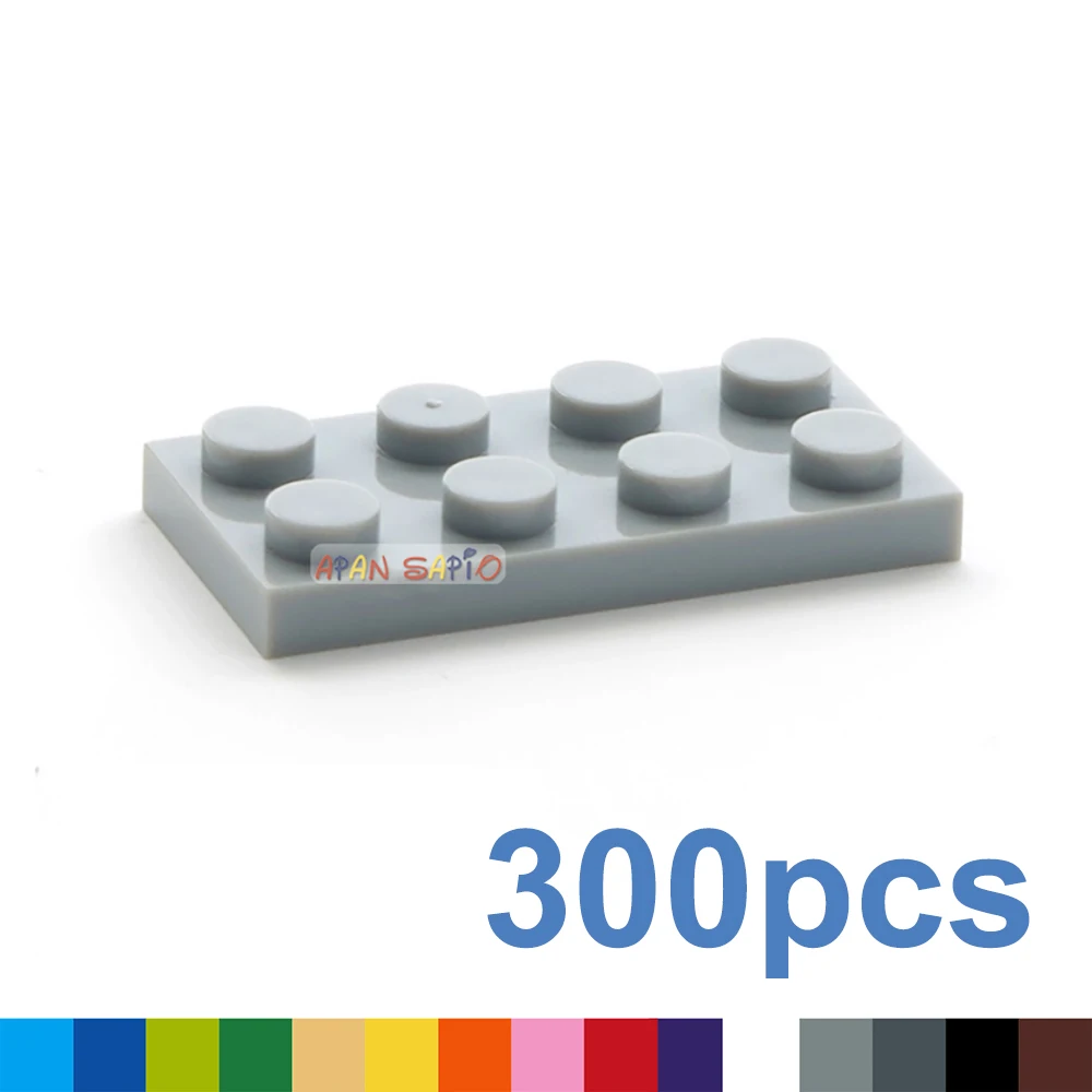 300pcs DIY Building Blocks Thin Figure Bricks 2x4 Dots Educational Creative Plastic Toys for Children Size Compatible With 3020
