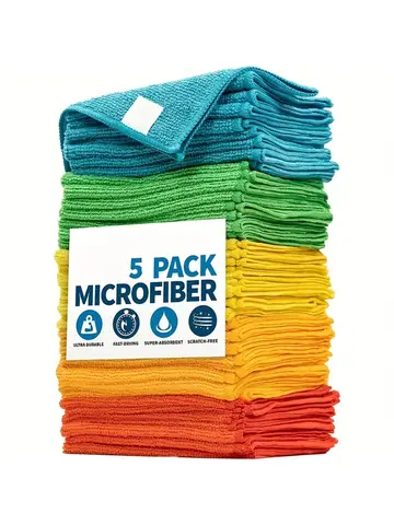 10/5/3pcs Microfiber Cleaning Cloth, Dishwashing Cloth Household Rag Kitchen Bathroom Cleaning Towel Durable Absorbent Towel