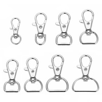 Swivel Clasps D Rings Alloy Metal Silver Lanyard Snap Hooks Clip Hook for Keychain Bag Key Rings Jewelry Making Crafting Sewing