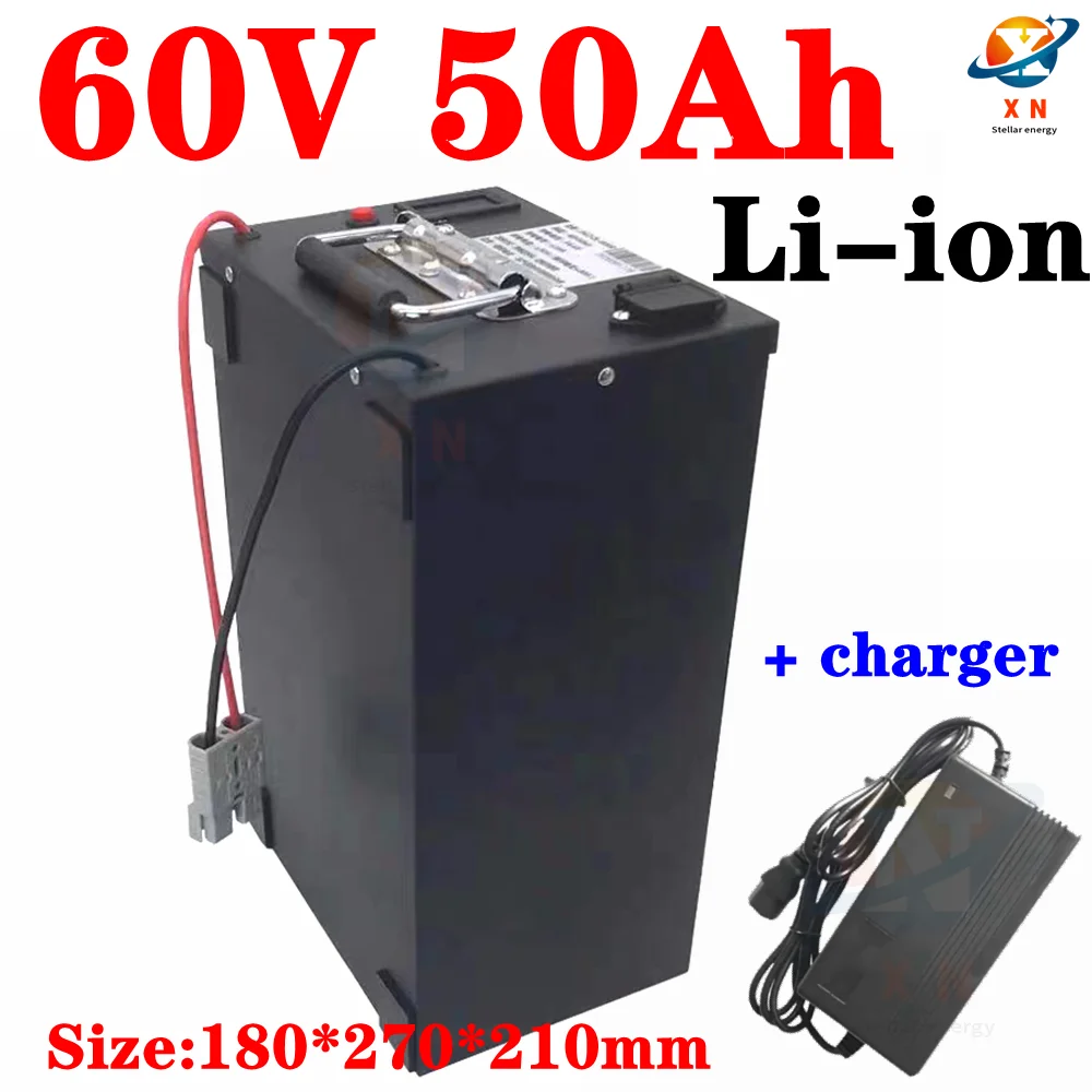 

waterproof li ion 60v 50ah lithium ion bateria BMS for 6000W Tricycle scooter motorcycle Industrial equipment +10A charger