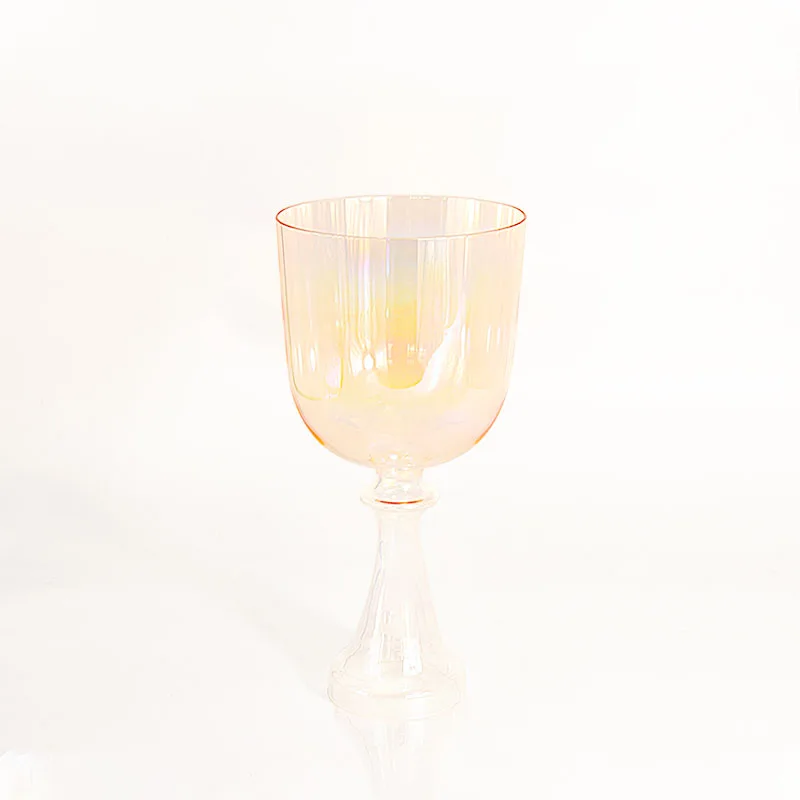 

New Cosmic Aurora Clear Crystal Handheld Chalice for Sound Meditation and Handheld Chalice