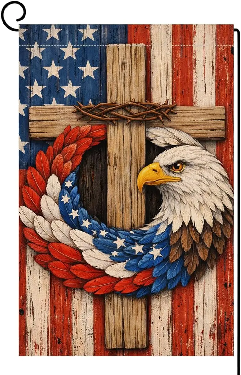 BLKWHT 4th of July Eagle Garden Flag 12x18 Vertical Double Sided Patriotic Stars and Stripes Memorial Day Independence Day H IIC