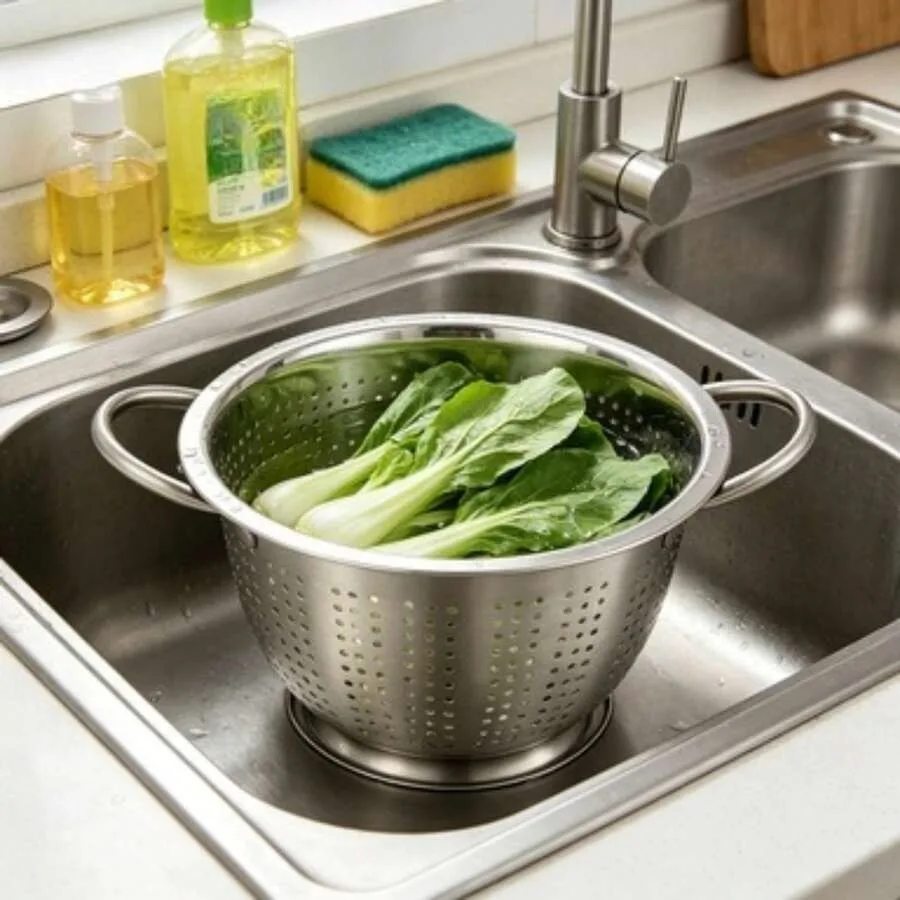 

【New style】SS 3QT Multi-Use Colander For Straining, Draining and Ring Pasta, Fruits Or Vegetables