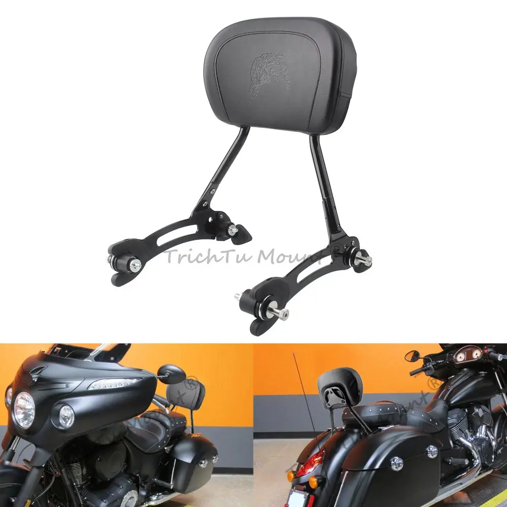 For Indian Pursuit Limited 2022-2024 Motorcycle Passenger Seat Backrest Steel Bracket Easy Installation PU Leather Waterproof