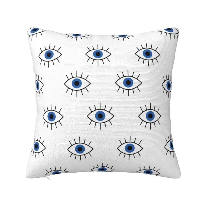 Custom Nordic Style Cute Blue Turkish Evil Eye Throw Pillow Cover Home Decorative Square Nazar Amulet Cushion Cover Pillowcover