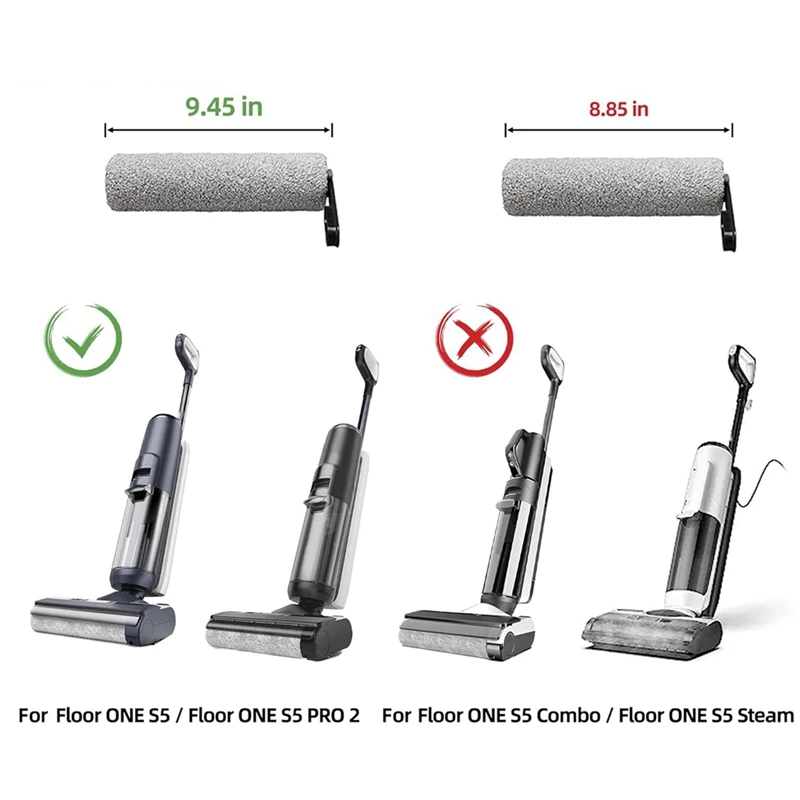 AB43-For Tinece Floor ONE S5/Floor One S5 Pro 2 مكنسة كهربائية رطبة وجافة لاسلكية، 2 بكرات فرشاة ومرشحين HEPA