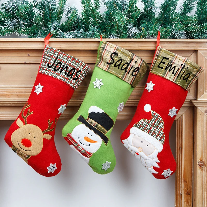 

Christmas Decorations, Velvet, Cartoon Embroidery, Personalized Christmas Socks, Customized Names, Christmas Socks, Gift Bags