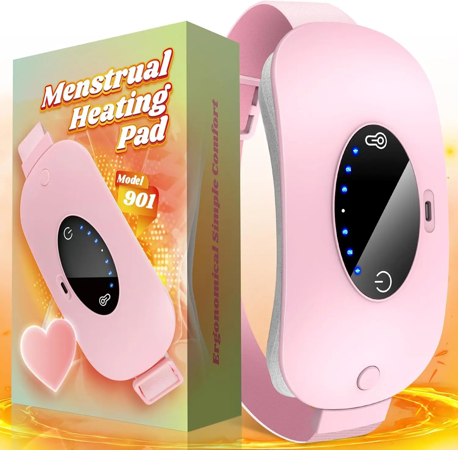

Portable Cordless Heating Pad, Electric Heating Waist Belt, 3 Heating&3 Massage Heating Pad for Women&Girl, Gift for Her