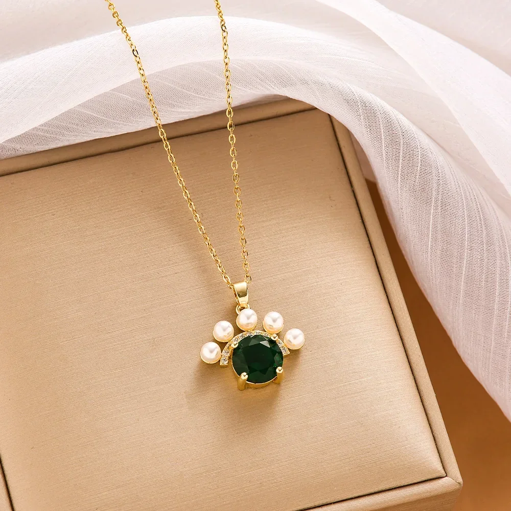 Простой и нишевый дизайн, цепочка со сломанными костями, легкое роскошное ожерелье из цветного циркона в стиле ретро с драгоценными камнями.