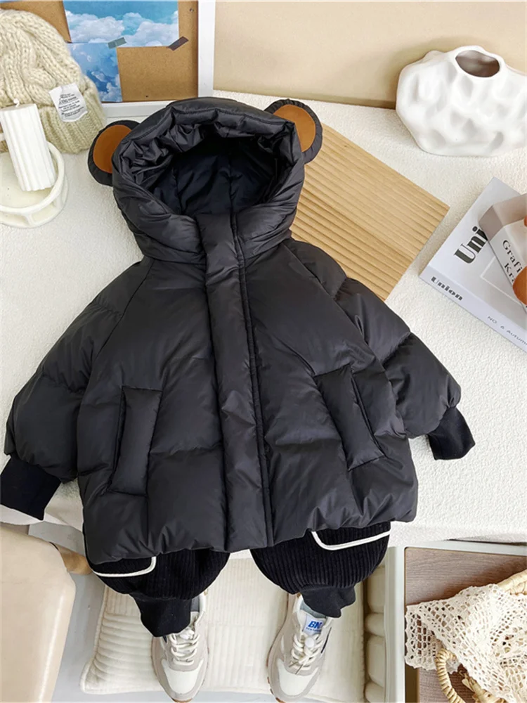 

Зимняя утепленная куртка Ins2025 для мальчиков, милая, в корейском стиле, спортивная, однотонная