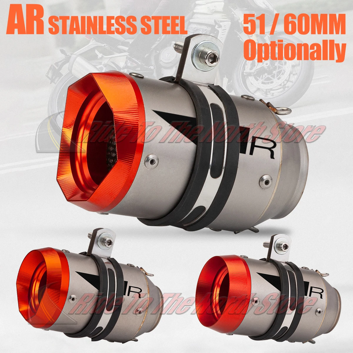 

Orange tip AR Exhaust Muffler Escape With DBKiller for Kawasaki honda suzuki ktm bmw CFmoto kove ZXmoto yamaha Exhaust Tail Pipe
