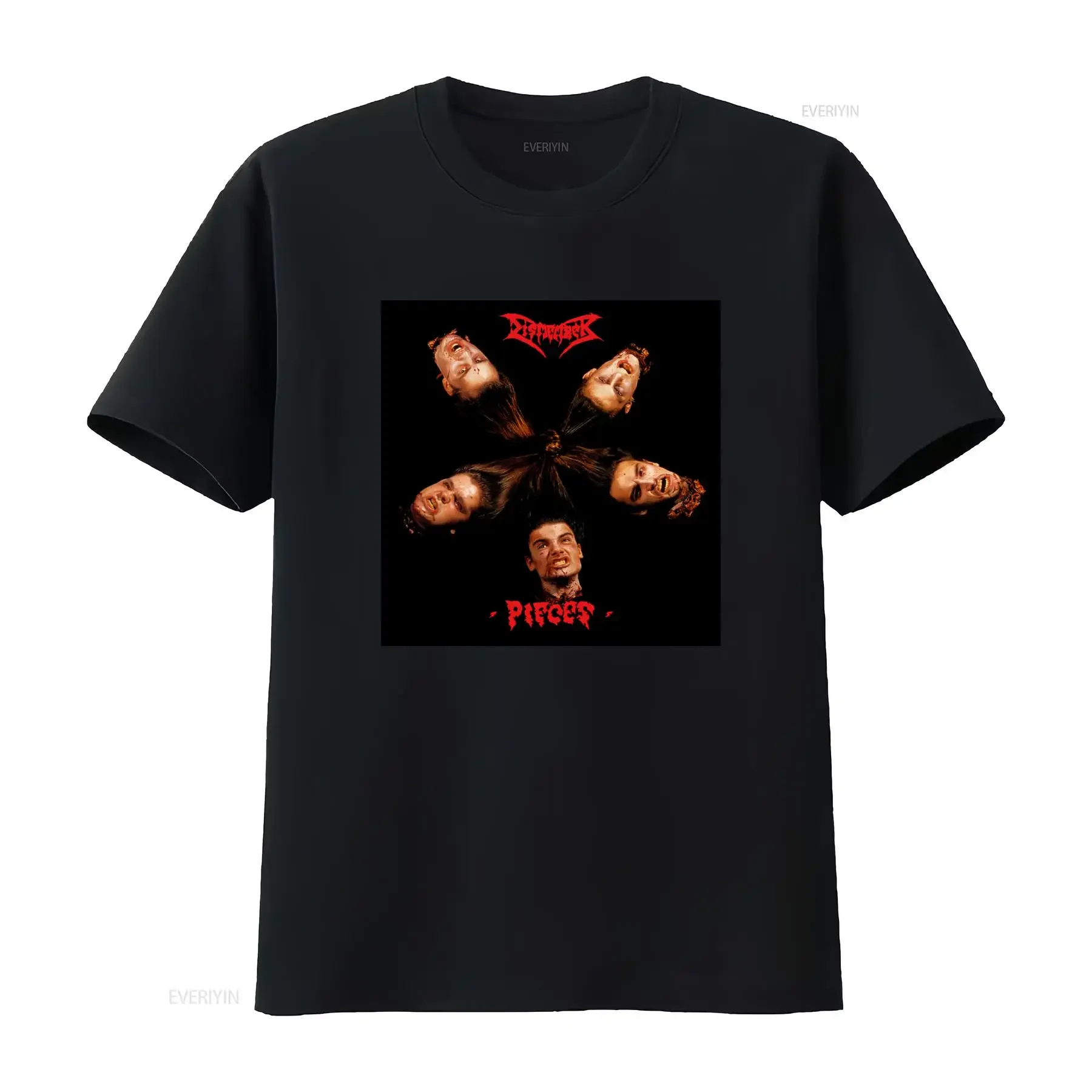 DISMEMBER PIECES Black T Shirt for Men X Large Heavy Metal Band  vintage Washed Versatile Unisex streetwear Stretched