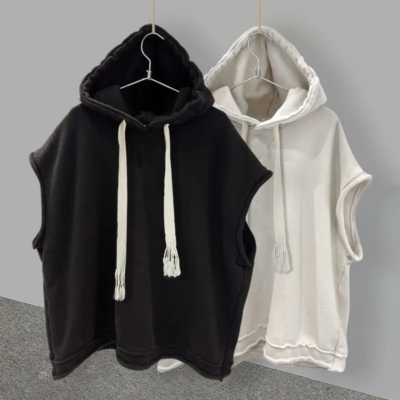 HKSH Solid Color Hooded Sleeveless T-shirt Men\'s Summer New Fashion Chic Ins Korean Style Fashion Versatile Handsome Vest HK1001