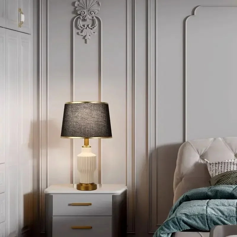 VIOLET Modern Blue Ceramics Table Lamp LED Vintage Simple Creative Bedside Desk Light for Home Living Room Bedroom Study