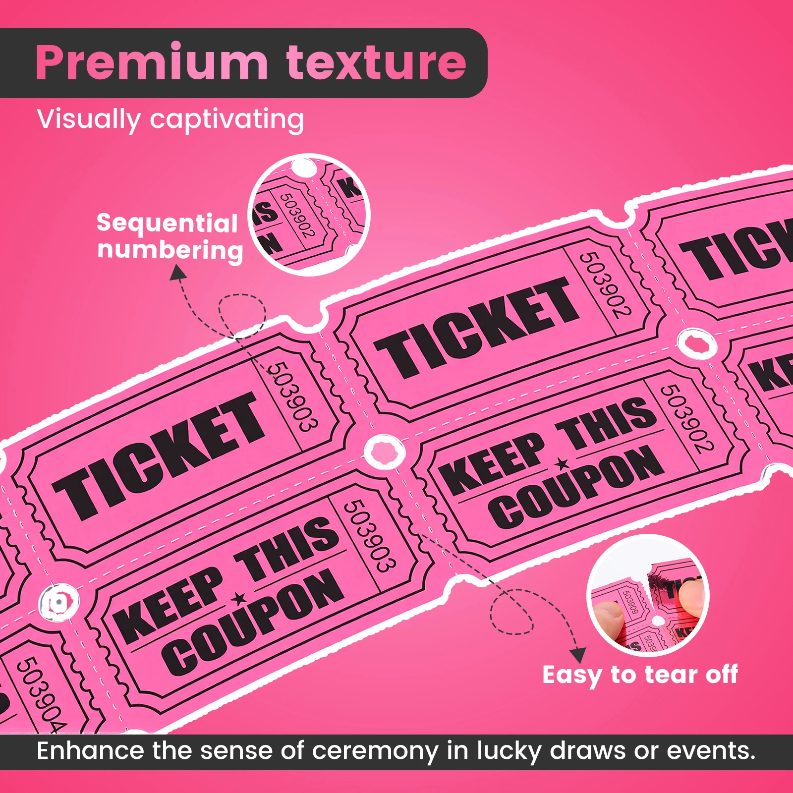 ‌Colorful Tearable Admission Tickets Bulk 2000pcs Roll Event Vouchers Coupons Set Raffle Lottery Prize Draw Tickets Multipack view 5