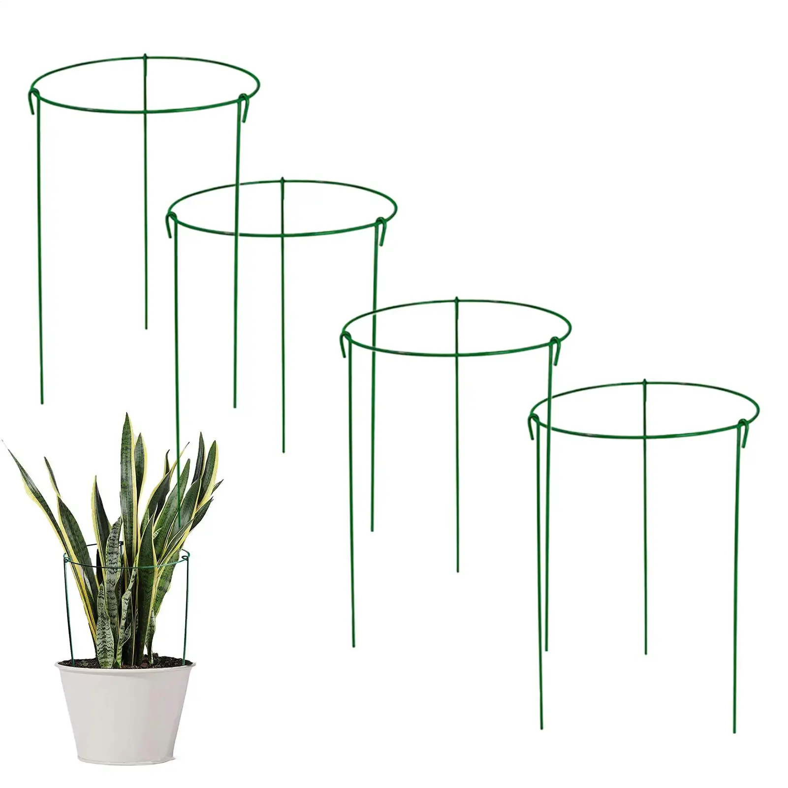 4 Pieces 3-Leg Metal Weatherproof Stakes Heavy-duty Peony Cage Frame Iron Circular Opening Bracket For Roses Tomatoes