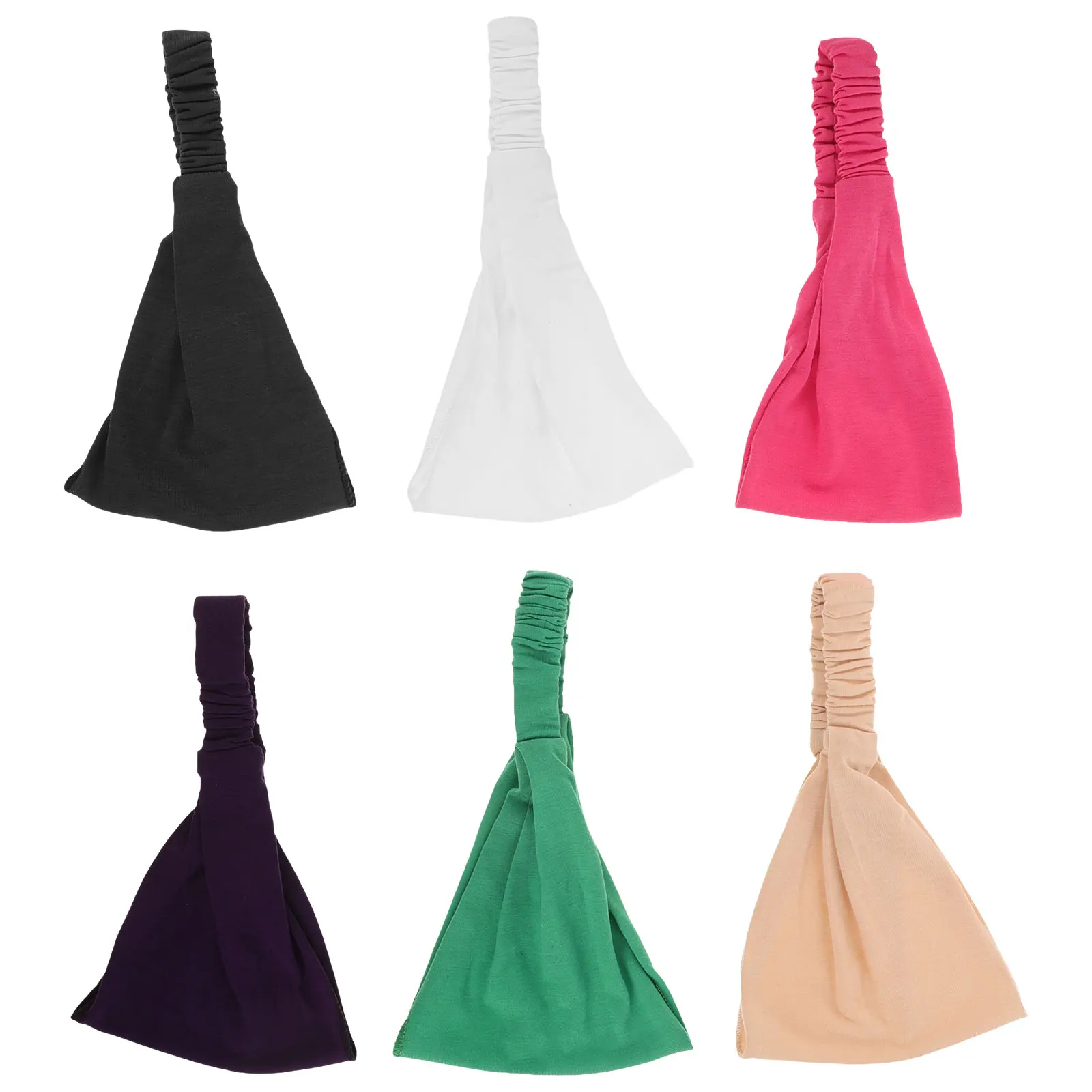 

6pcs Elastic Scarf Headbands Pure Color Stretchy Bandana Fabric Wraps Head Kerchief for Daily Photos Parties Travel