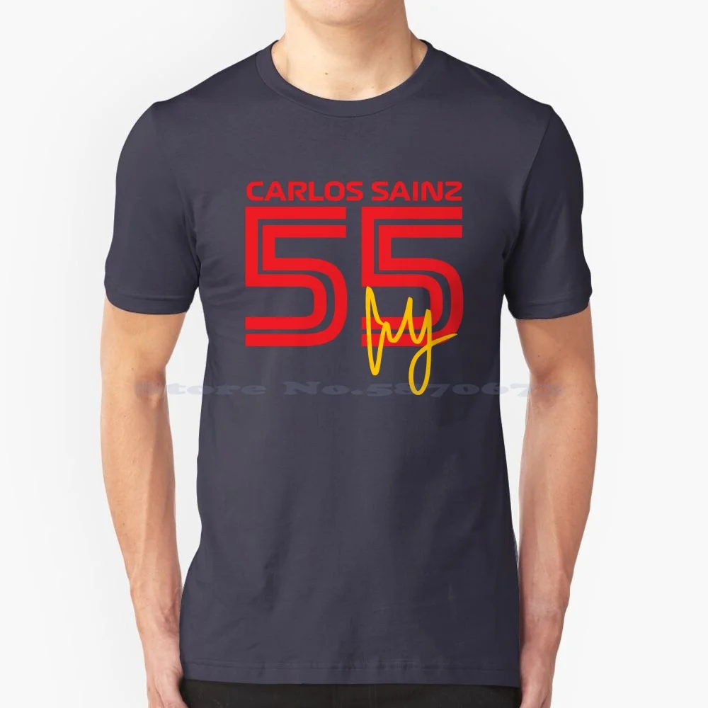 Carlos Sainz 55 Signature T Shirt 100% Cotton Tee Sainz Jr Sainz Carlos Sainz 2022 Sainz Carlos Charles Leclerc 2022 Carlos