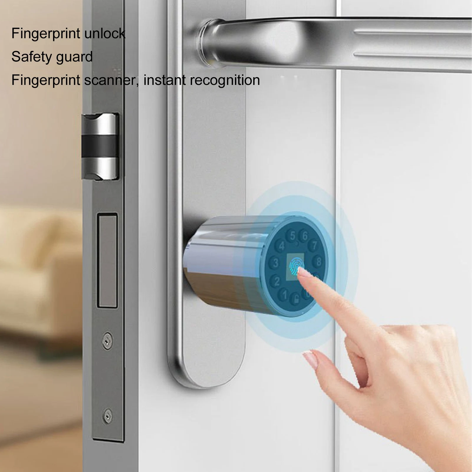 

Smart Fingerprint Lock Keyless Cylinder Lock 100 Fingerprint Aluminum Alloy Anti Interference Adjustable for Wooden Iron Doors