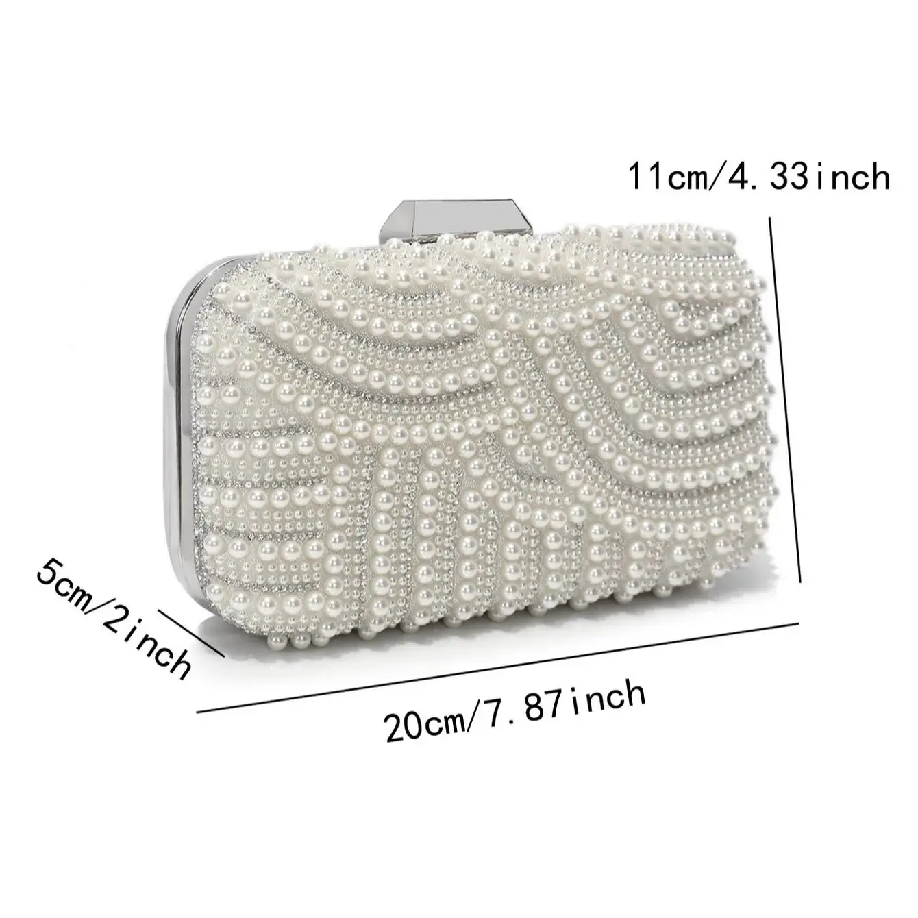 Beading Women Evening Bags Hollow Out Pearl Rhinestone Flap Design Handbags Party Lady Shoulder Chain Purse view 2