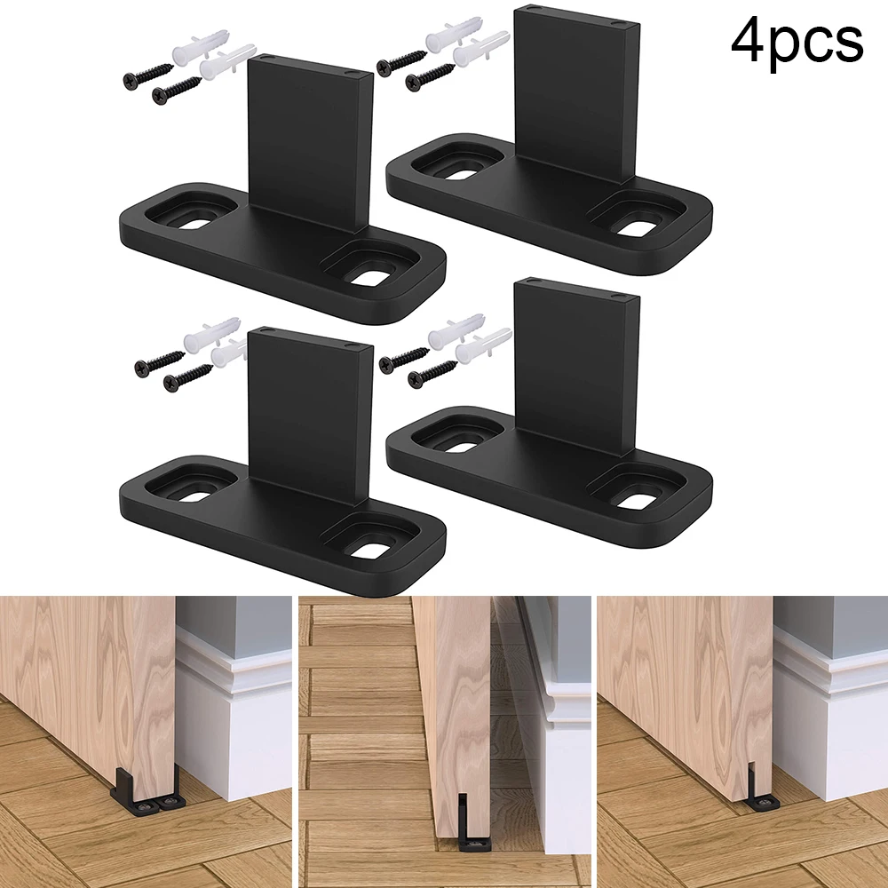 4Set Adjustable Barn Door Floor Guide Stay Roller Rail Stopper For Bottom Sliding Door Hardware Mount Slide Rail Accessories