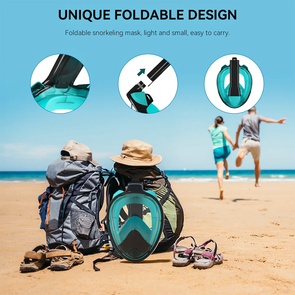 Professionelle Schnorchel-Tauchmaske, Unterwasser-Scuba-Vollgesichts-Schnorchelmaske, Anti-Beschlag-Brille für Kinder und Erwachsene, Schwimmausrüstung – Detail 5