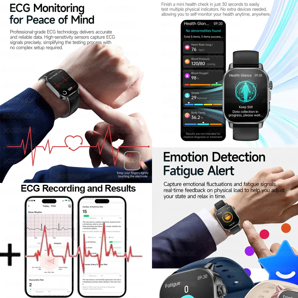 2026 New Nursing Grade Smart Watch Men Women ECG+PPG Blood Oxygen Blood Lipid Uric Acid Body Temperature HD Call Health Watch