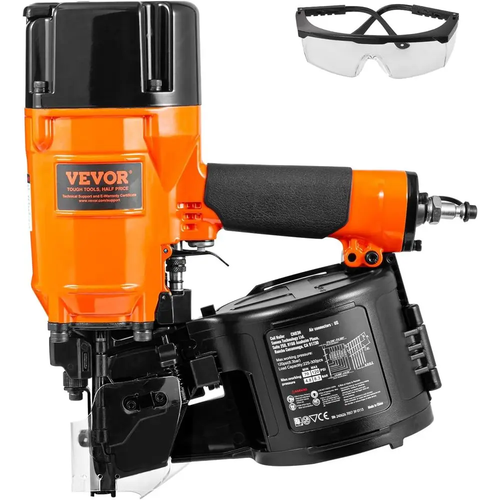

Coil Siding/ing Nailer CN83N, 2" to 3-1/4" 15 Degree Pneumatic Siding Nail Gun with Tool-LDepth Adjusent, 70-120PSI Air Coil Nai