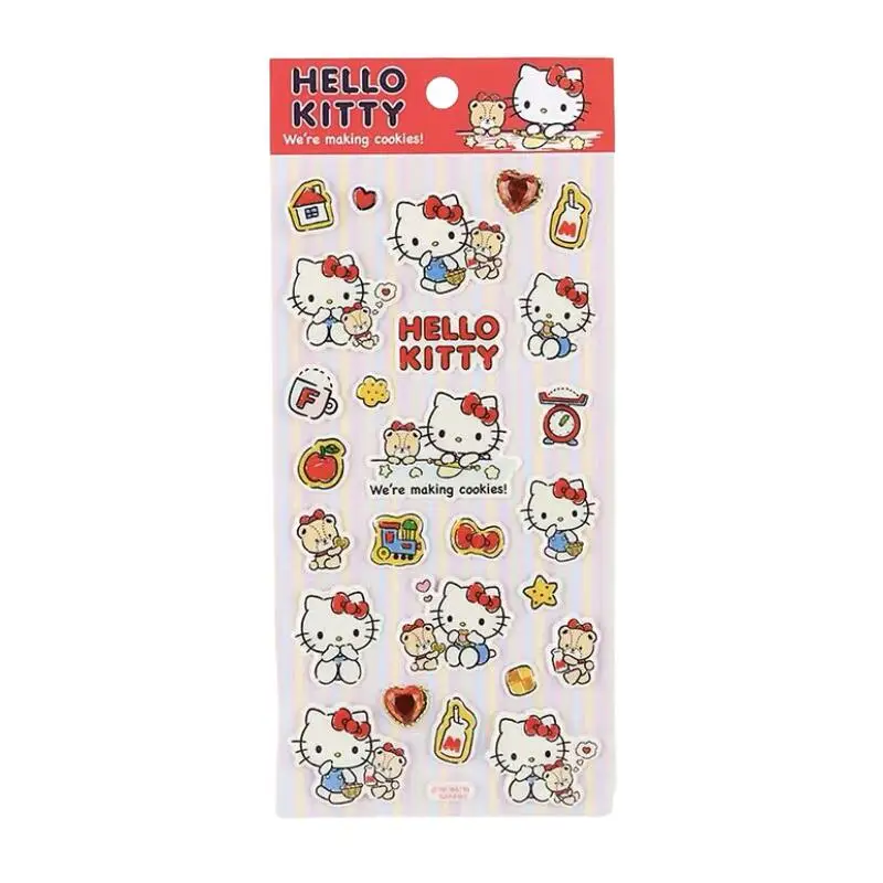 Naklejki Sanrio Hello Kitty z koronką, naklejki na gitarę, komputer, etui na słuchawki, dekoracja DIY, kreskówkowe naklejki 3D z bąbelkami i diamentami, zabawka dla dziewczynki
