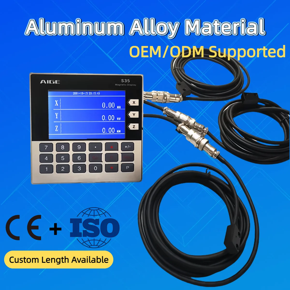 S35 Magnetic Linear Scale Kit 0.01mm Resolution 3-Axis Display for Lathe Milling Machine DRO System Aluminium Alloy