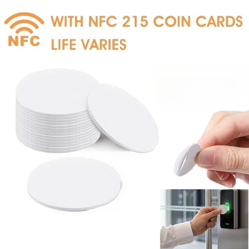 NFC Stickers Tags Round Rewritable NFC Cards with Adhesive Back 504 Bytes Memory 25mm Compatible with All NFC Enabled Phones