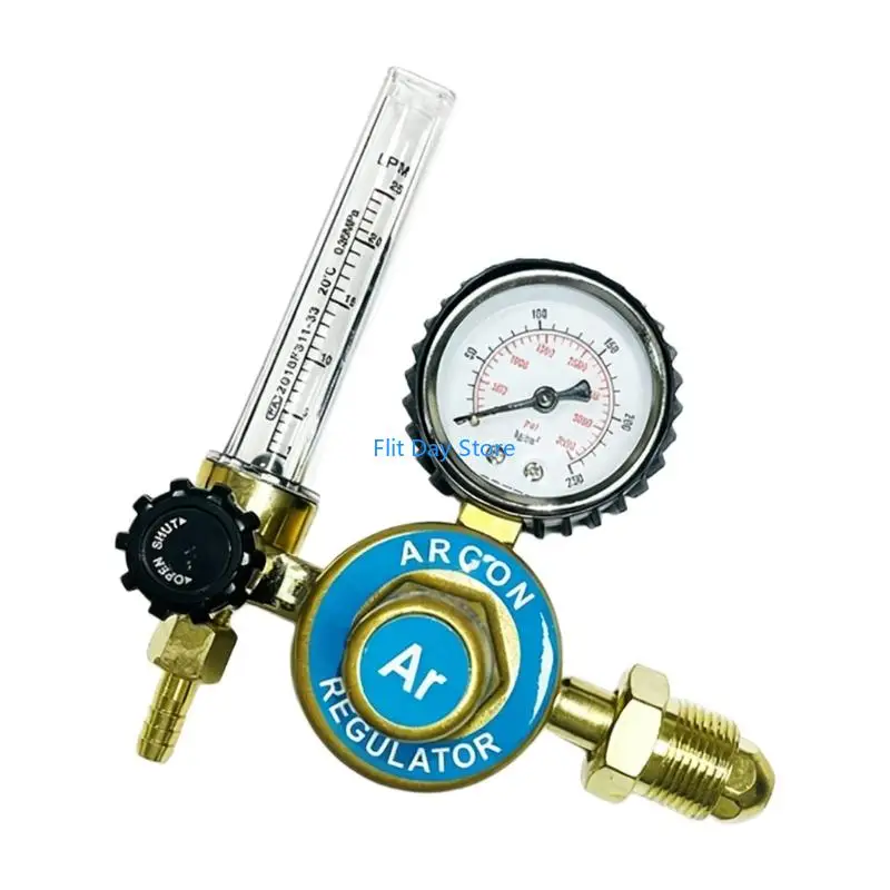 F92C Professional Copper Gas Regulator With Pressure Gauges And Flows Meter For Argon Helium Nitrogen CGA580 Inlet