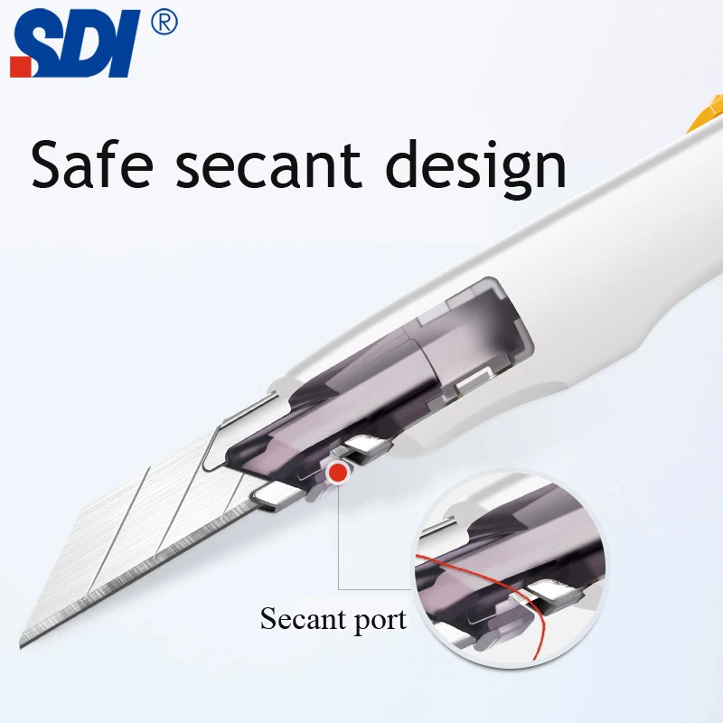 SDI มีดอเนกประสงค์ขนาดเล็กกันสั่น30 ° กล่องใบมีดคมตัดมืออาชีพความปลอดภัยพรีเมี่ยมล็อคตัวเองออกแบบแพคเกจกระดาษ