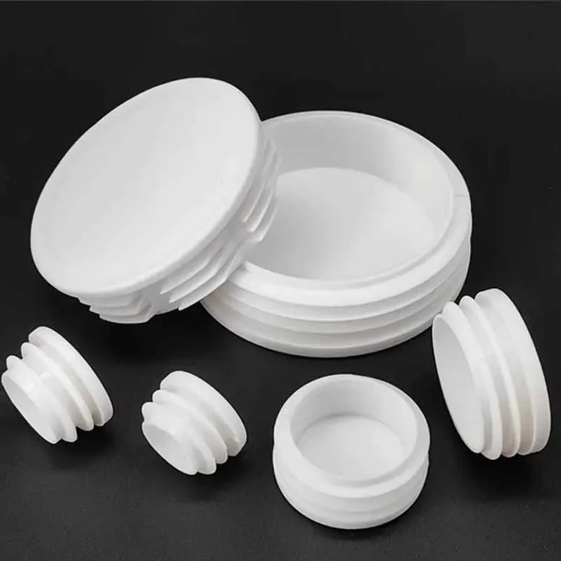 White Round Pipe Inserts Plugs Plastic Blanking End Cap 13mm 16mm 19mm 20mm 22mm~100mm Hardwood Floor Protector 2/4/8/10 pcs