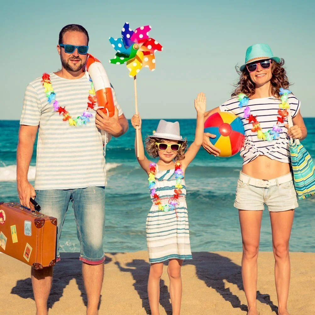 

10Pcs Flower Necklace Hawaiian Leis Colorful Tropical Luau Party Beach Hula Garland Hawaiian Garland Decoration