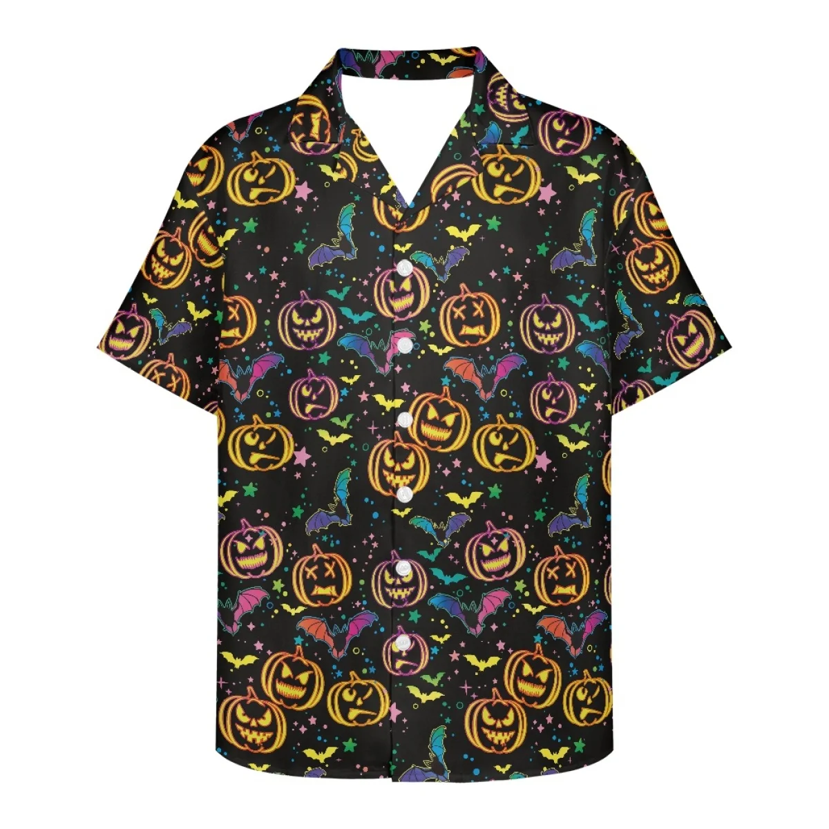 Hycool New Hawaiian Men Halloween Spider Print Shirts Spider Web Design Summer Casual Soft Breathable Shirts